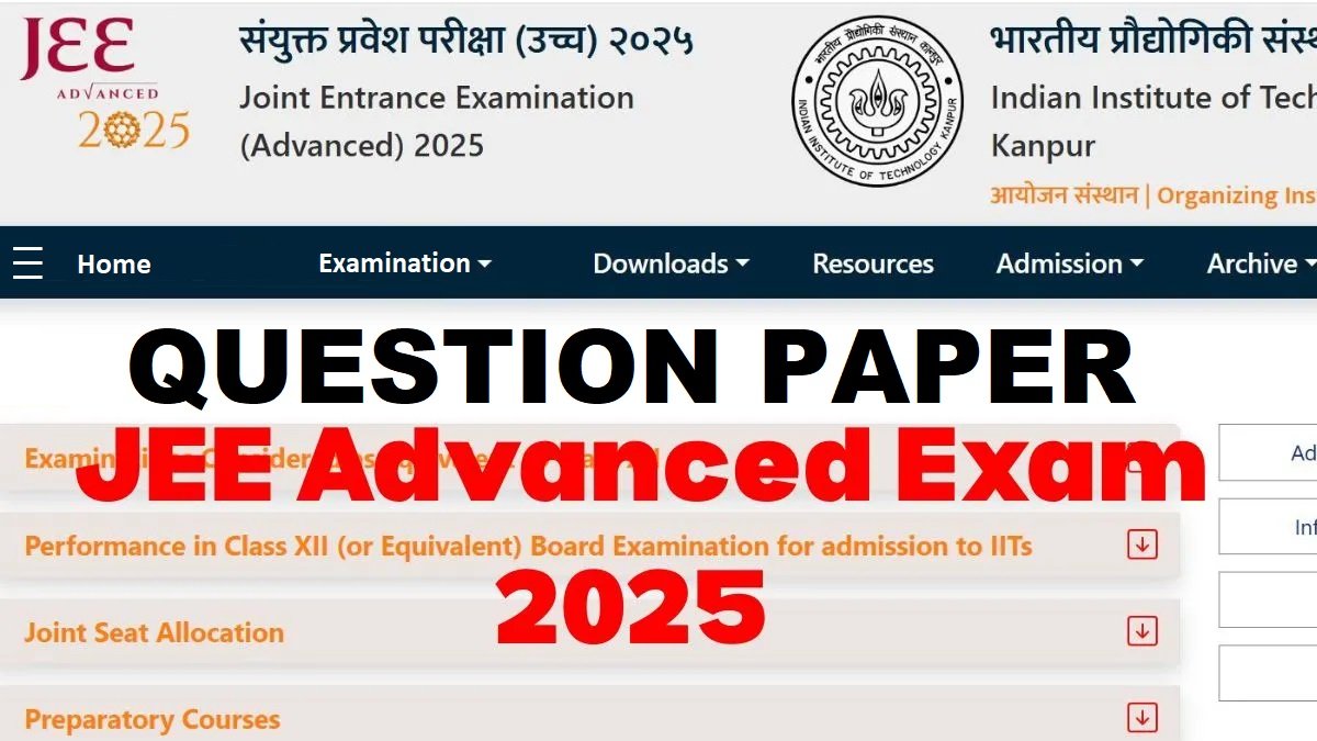 IIT JEE Advanced Admissions 2025 Download Question Paper Download